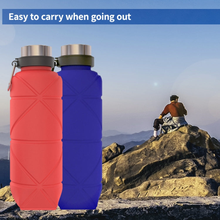 Outdoor Silicone Folding Water Cup Telescopic Water Bottle Travel Drinking Cup With Carabiner, 700ml Blue, 700ml Black, 700ml Grey, 700ml Red
