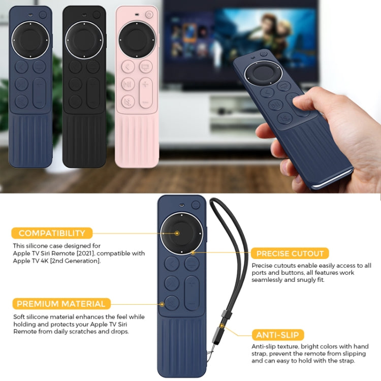 For Apple TV Siri Remote 2/3 AhaStyle PT166 Remote Controller Silicone Protective Case Striped Non-Slip Anti-Drop Cover