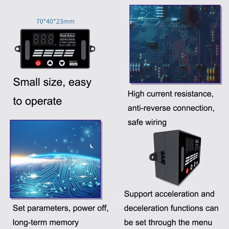 Deek-Robot DMC-331 PWM DC Motor Speed Controller Wide Voltage DC8-55V Speed Regulator, Speed Controller
