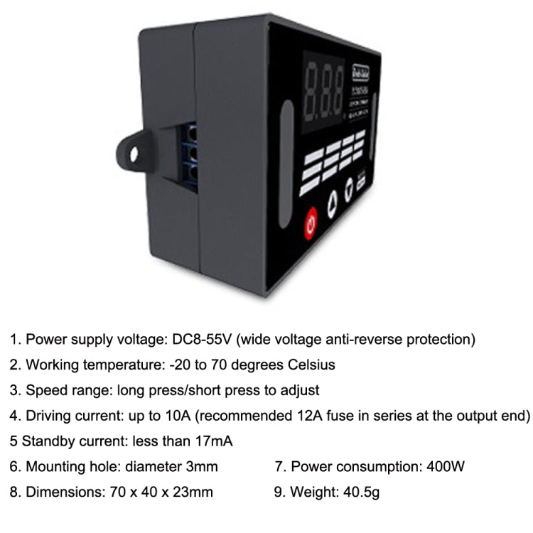 Deek-Robot DMC-331 PWM DC Motor Speed Controller Wide Voltage DC8-55V Speed Regulator, Speed Controller