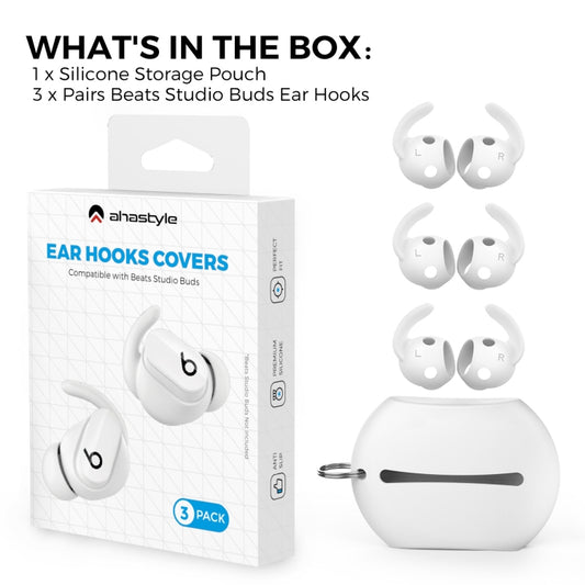 For Beats Studio Buds AhaStyle PT172 Earphone Silicone Ear Caps, Style:, Earcap x 3+Case (White), Earcap x 3+Case (Red), Earcap x 3+Case (Black), Earcap (White), Earcap (Black), Earcap (Red)