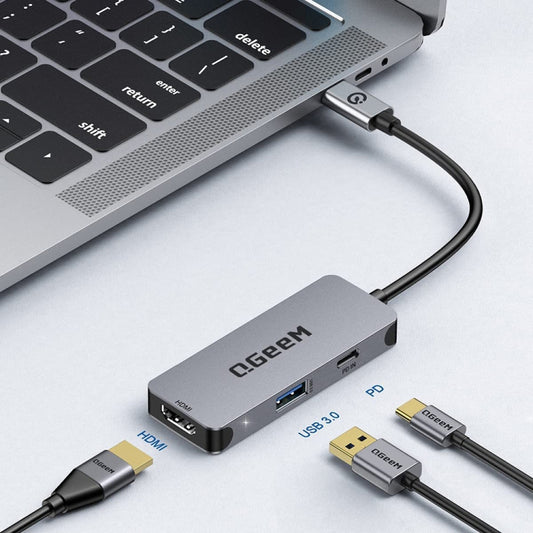 QGeeM UH03-1 USB3.0 Multifunctional Docking Station Type-C PD100W HUB, UH03-1 (3 in 1)