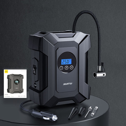 SUITU ST-818 DC 12V Wired Car Air Pump Tire Inflator With LED Lighting, Pointer Model, Digital Display Model, Pointer Model+Toolbox, Digital Display Model+Toolbox