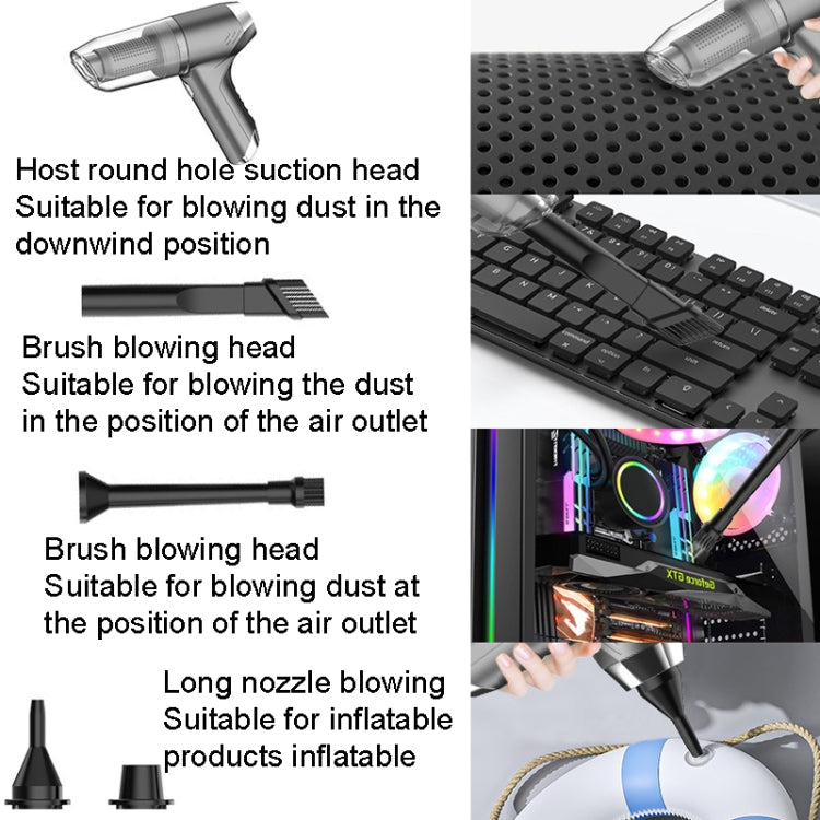 SUITU ST-6671 Kabelloser Auto-Staubsauger Kleiner Handstaubsauger Gebläse- und Saugfunktion Dual Use, Stil:, Basismodell Schwarz, Basismodell Weiß, Basismodell Schwarz+Bodenbürste, Basismodell Weiß+Bodenbürste, Bürstenlos Silbergrau, Bürstenlos Dunkelgrün