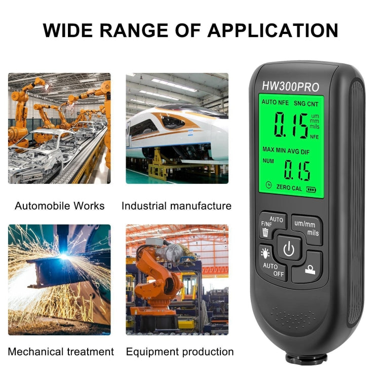 HW-300PRO High Precision Coating Paint Powder Layer Thickness Gauge Anti-slip Paint Film Gauge, HW-300PRO Black, HW-300PRO White