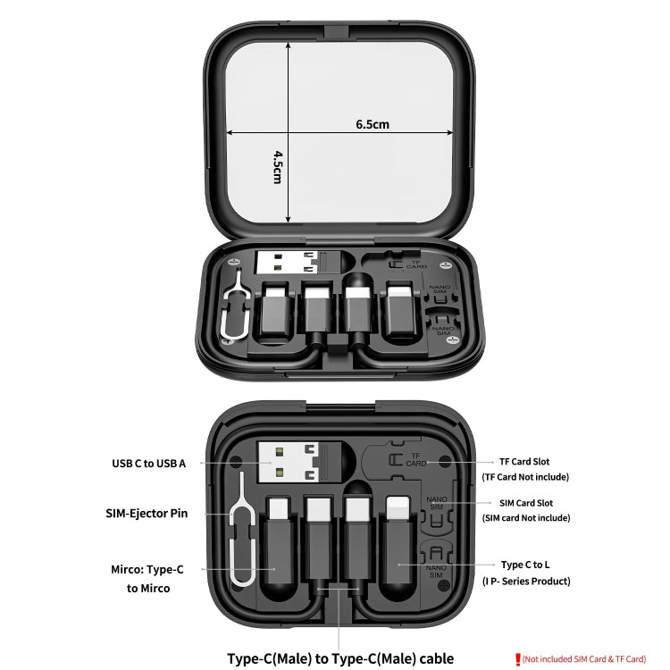 HE-C098 Multi-Functional USB Adapter Charging Cable Kit With Makeup Mirror & Phone Holder, HE-C098 Black, HE-C098 White