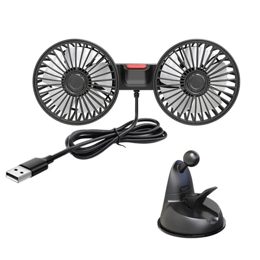 Ventilateur de voiture USB à double tête à ventouse F4206