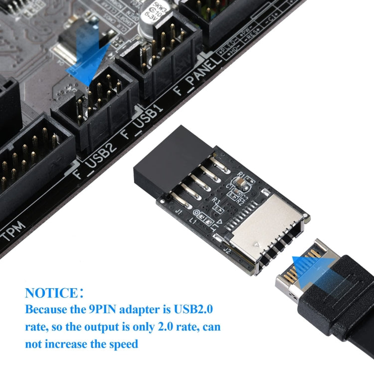 USB 2.0 Front Panel Header USB 9pin To USB 2.0 Type-E Internal Adapter, USB 2.0 9pin