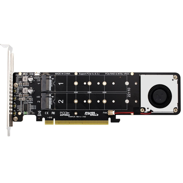Adaptador de expansión de matriz RAID PCI-E X16 a M.2 M-key NVME X4 SSD compatible con 2242/2260/2280/22110, PH44Plus