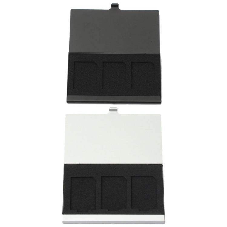 3SD Aluminum Alloy Memory Card Case Card Box Holders, Silver, Black