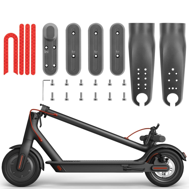 Pour Xiaomi M365 / PRO / 1S Accessoires de Skateboard : Housse de protection en plastique pour fourche avant et jeu de bandes réfléchissantes