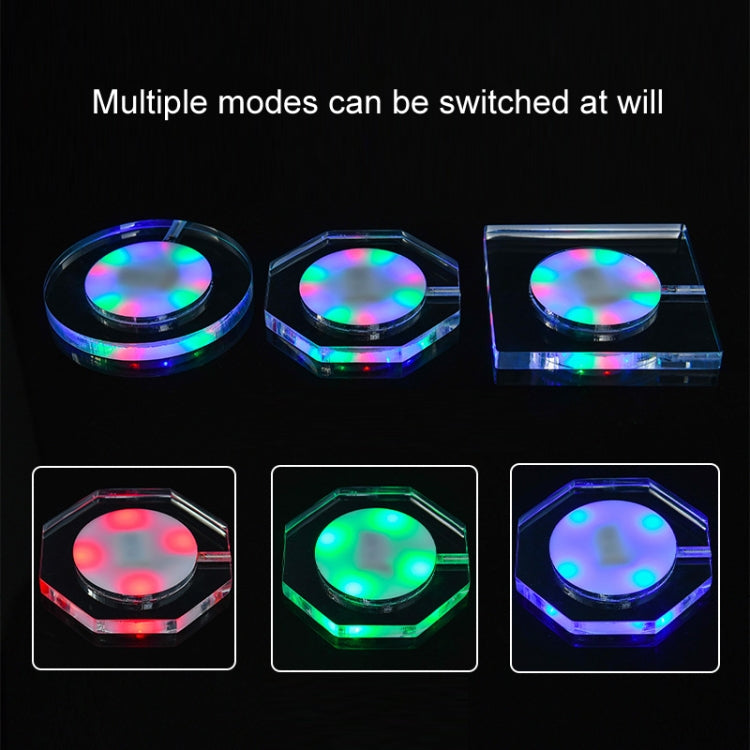LED Light Up Acrylic Coaster Transparent Crystal Base, 100x4mm Round, 100x4mm Octagonal, 100x4mm Square