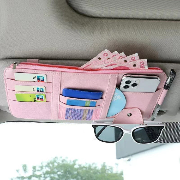 Car Sun Visor Decorative Storage Bill Glasses Holder, Black No Zipper, Gray No Zipper, Beige No Zipper, Black With Zipper, Gray With Zipper, Beige With Zipper, Red With Zipper, Pink With Zipper, Blue With Zipper, Black With 2 Zipper, Gray With 2 Zipper...