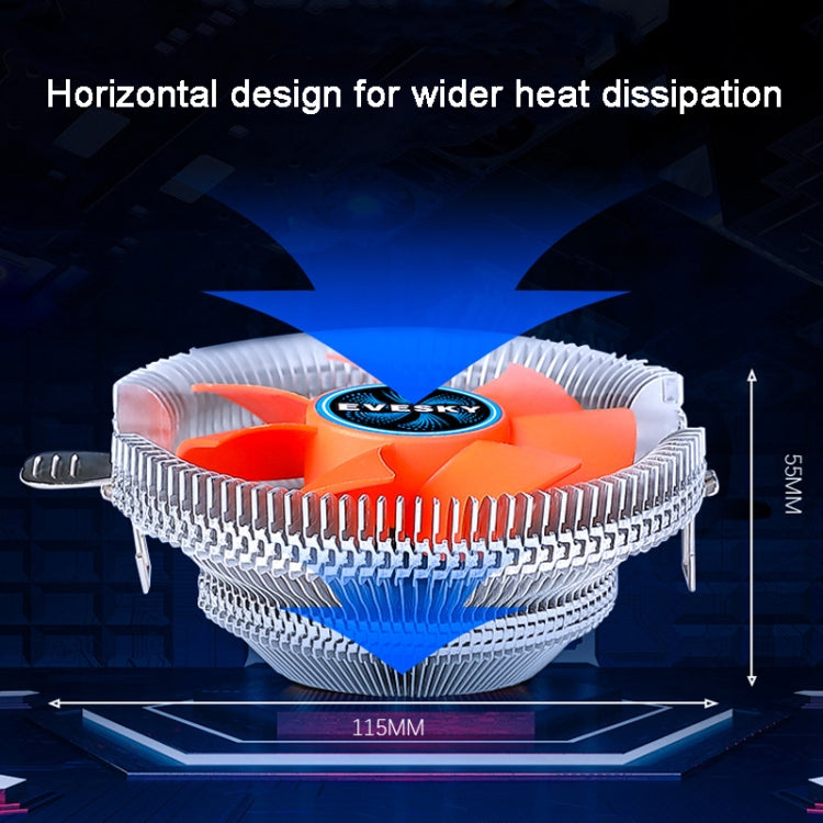 EVESKY Desktop Computer CPU Fan 1155 775 AMD Universal Mute Down Pressure CPU Radiator, 100