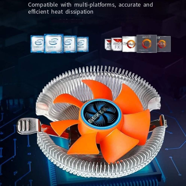 EVESKY Desktop Computer CPU Fan 1155 775 AMD Universal Mute Down Pressure CPU Radiator, 100