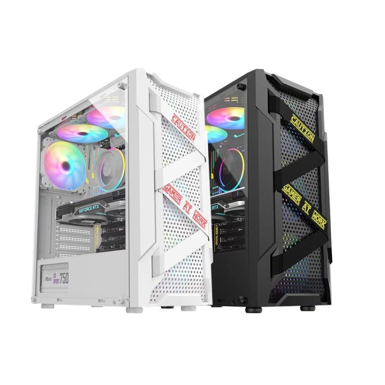 EVESKY Acrylic Side Transparent ATX Computer Case With 6 Fans Position And USB 3.0 Interface, Black, White