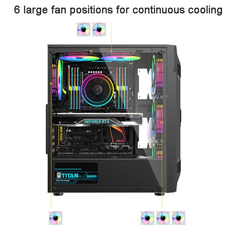 EVESKY Acrylic Side Transparent ATX Computer Case With 6 Fans Position And USB 3.0 Interface, Black, White