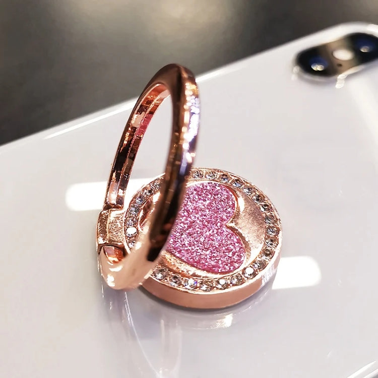 Soporte de anillo para teléfono móvil de metal con forma de corazón brillante y redondo