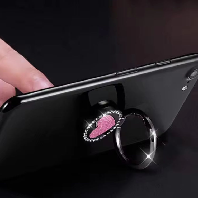 Soporte de anillo para teléfono móvil de metal con forma de corazón brillante y redondo