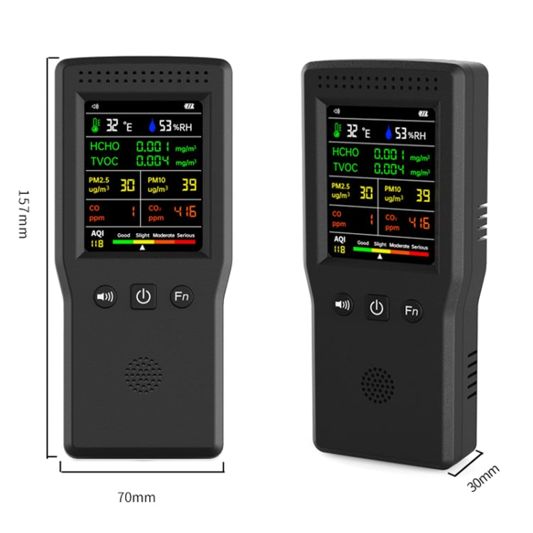 9 In 1 Air Quality Detector Handheld High Precision Formaldehyde Detector, White, Black