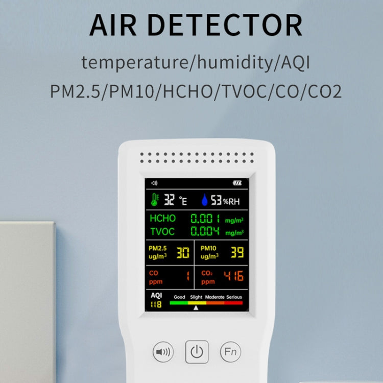 9 In 1 Air Quality Detector Handheld High Precision Formaldehyde Detector, White, Black