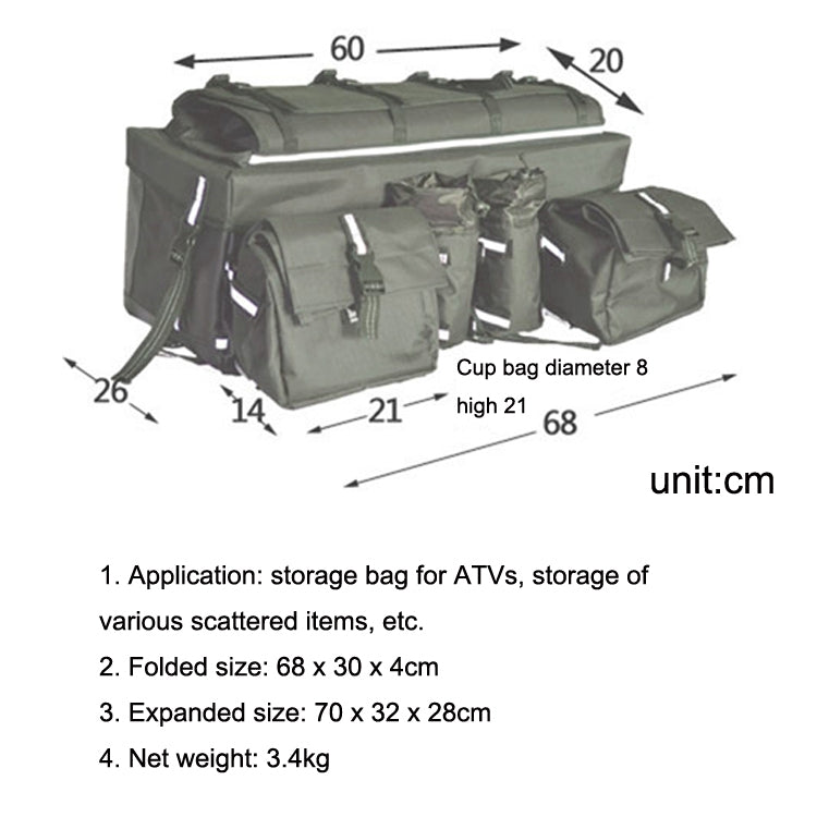 ATV Bag Quad Bike Go Kart Bag Snowmobile Mountain Bike Bag, Black, Army Green, Reed Camouflage