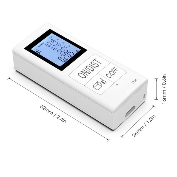 30m Mini Handheld Rechargeable Infrared Electronic Range Finder, White