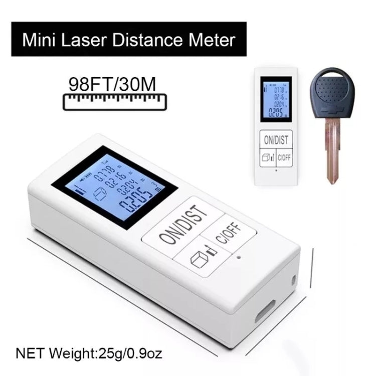 30m Mini Handheld Rechargeable Infrared Electronic Range Finder, White