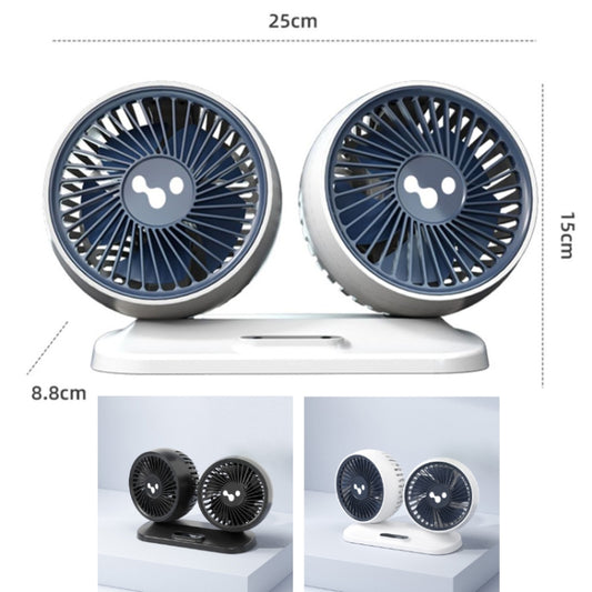 Ventilateur de voiture 12 V/24 V, interface USB, puissant ventilateur électrique à double tête