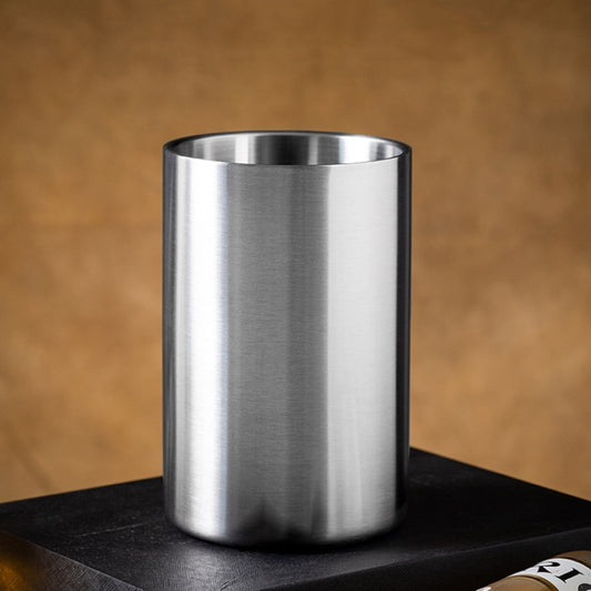 Large Capacity Thickened Stainless Steel Round Ice Bucket Bar Double-Layer Champagne Beer Barrel