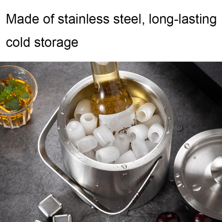 Double-Layer Portable Stainless Steel Ice Bucket Bar Champagne Beer Barrel