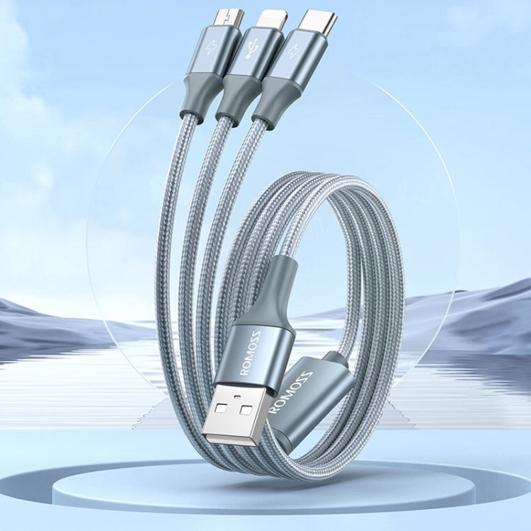 ROMOSS CB25 3 In 1 3.5A 8 Pin + Micro USB + Type C/USB-C Cable, 1m
