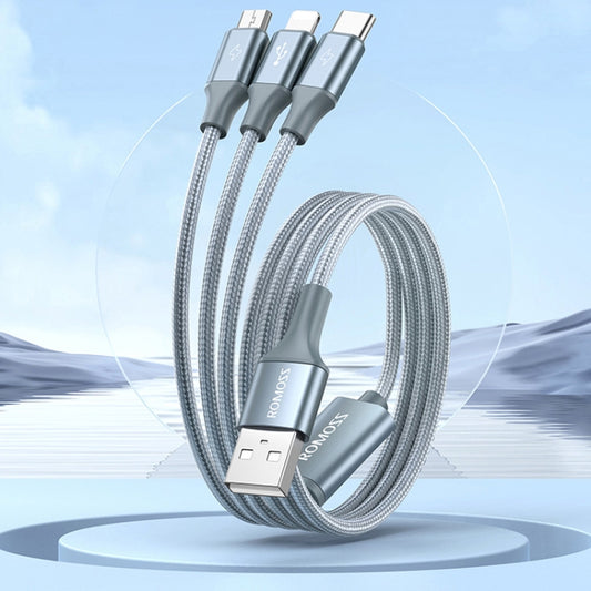 ROMOSS CB25 3-in-1 3.5A 8 Pin + Micro USB + Typ C/USB-C Kabel, 1m