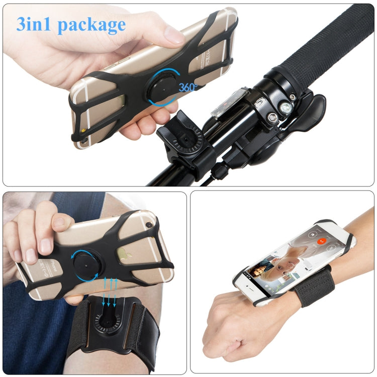 3 In 1 Disassembered Rotating Arm Belt Bag Sports Phone Bag Bracket For 4.5-7 inch Phones, 3 In 1