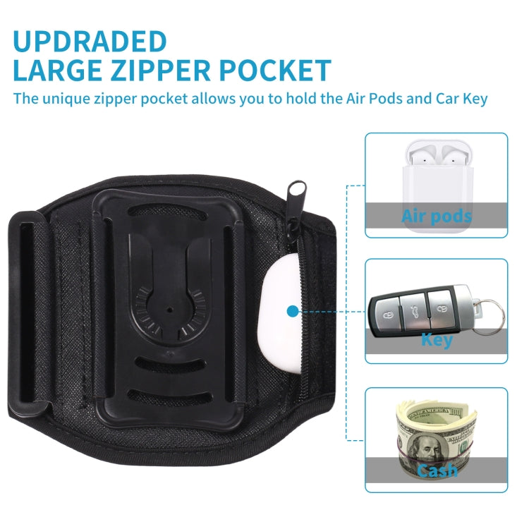 For 4.5-7 inch Phone Zipper Pocket Removable Rotating Arm Belt Bag Running Riding Phone Case