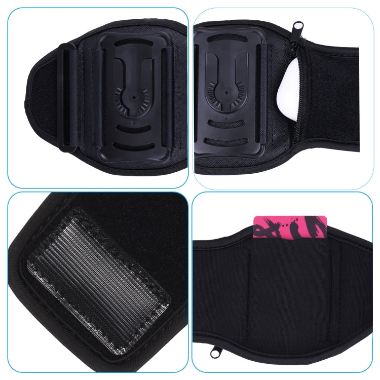 For 4.5-7 inch Phone Zipper Pocket Removable Rotating Arm Belt Bag Running Riding Phone Case