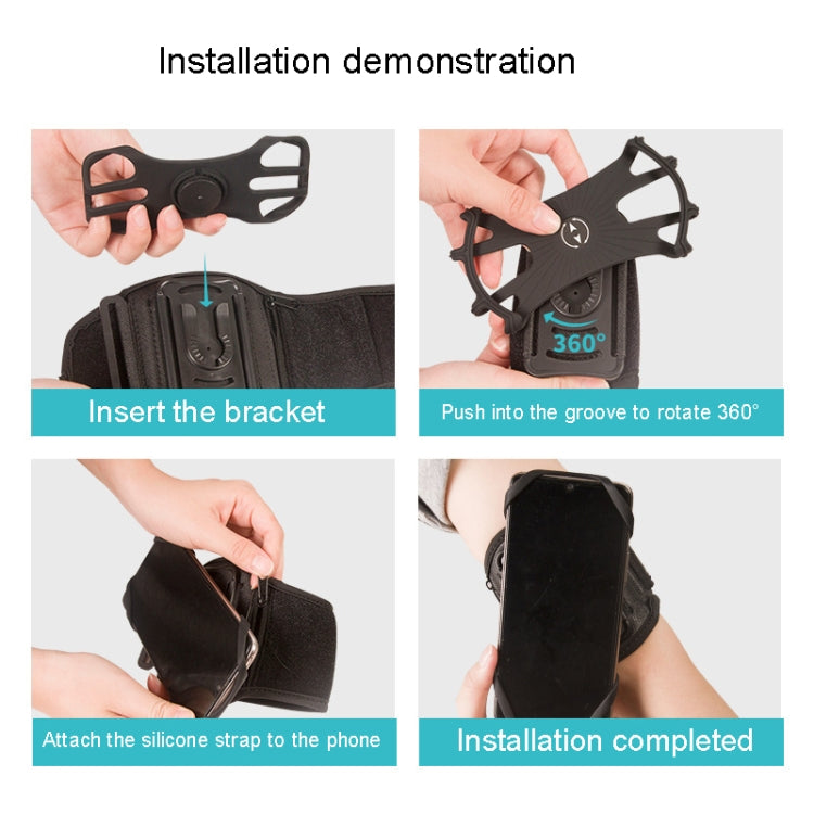 For 4.5-7 inch Phone Zipper Pocket Removable Rotating Arm Belt Bag Running Riding Phone Case
