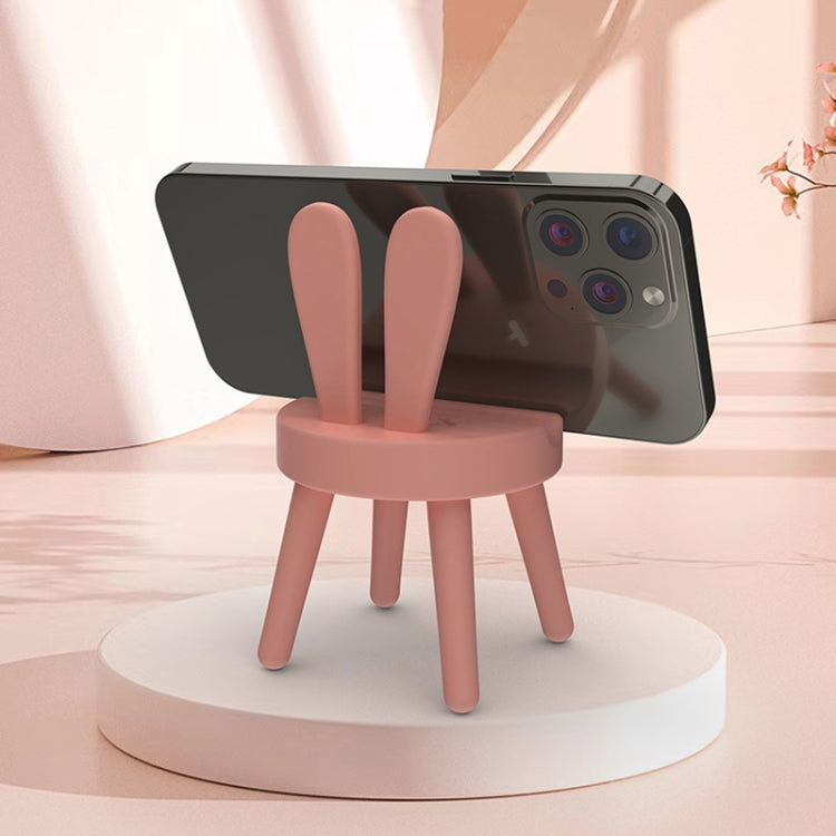 Cartoon Chair Shape Desktop Mobile Phone Holder Cute Mini Universal Phone Rack, Rabbit(Pink), Rabbit(Green)