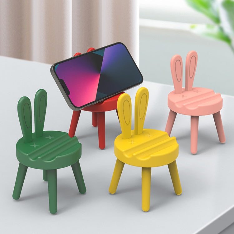Cartoon Chair Shape Desktop Mobile Phone Holder Cute Mini Universal Phone Rack, Rabbit(Pink), Rabbit(Green)