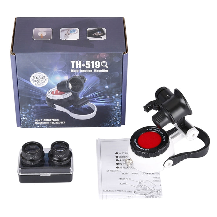 TH-519 15X 20X 25X LED Light Magnifier with Metal Base for Jewelry Review Watch