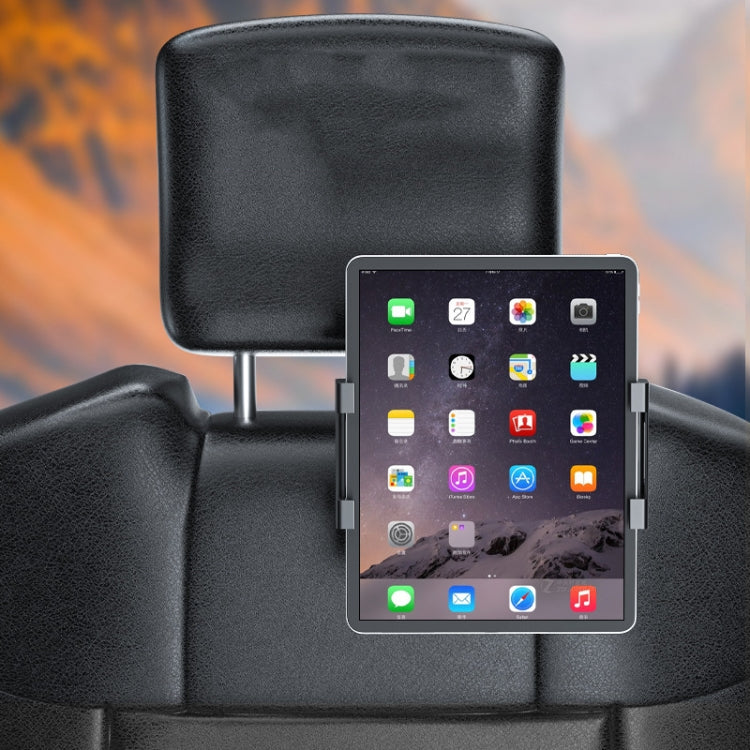 Car Rear Seat Folding Stretchable Headrest Tablet Bracket, Metal Clamp Arm