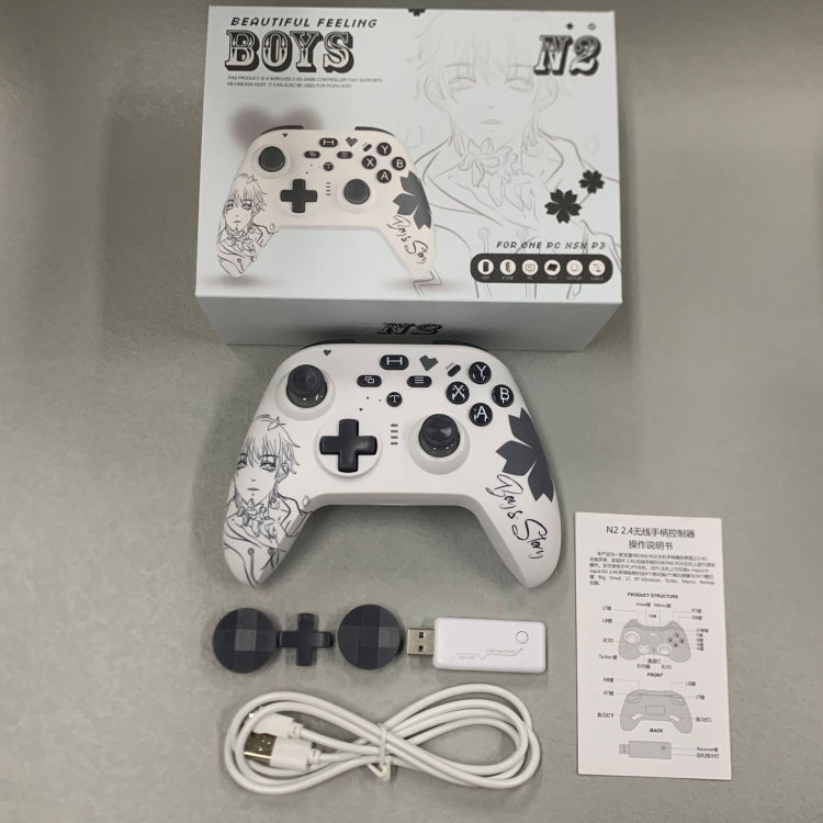 N2 Wireless 2.4G Controller Gamepad For XBOX One/One S/One X/Series S/Series X/PC Windows, Black, White, Comic Boy