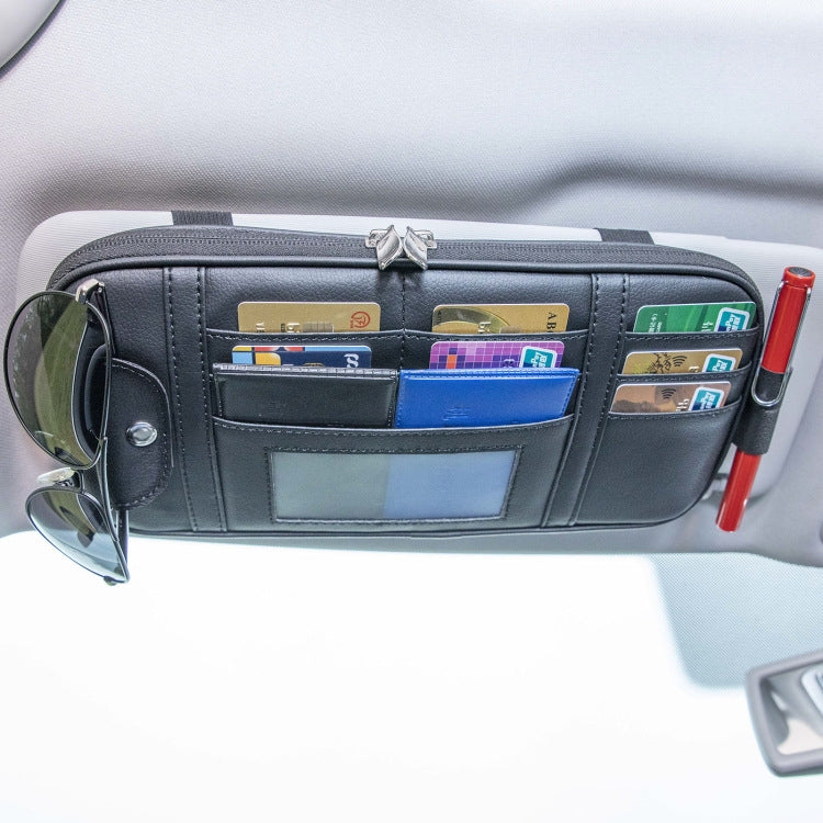 Car Driver License Storage Bag Sun Visor Sunglasses Card Holder, Beige, Gray, Black, Brown