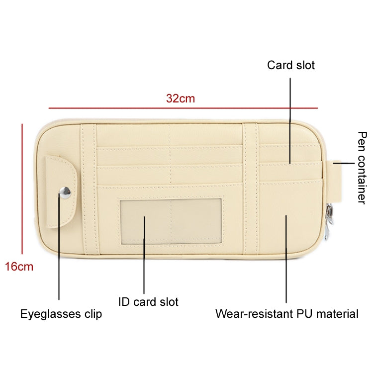 Car Driver License Storage Bag Sun Visor Sunglasses Card Holder, Beige, Gray, Black, Brown