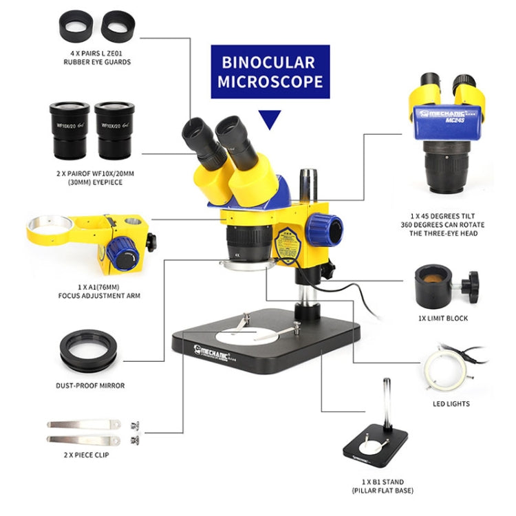 Trinocular Stereo Microscope Industrial Grade Can Connect To HD Display, MECHANIC MC-75TB1, MECHANIC MC-75TimatX