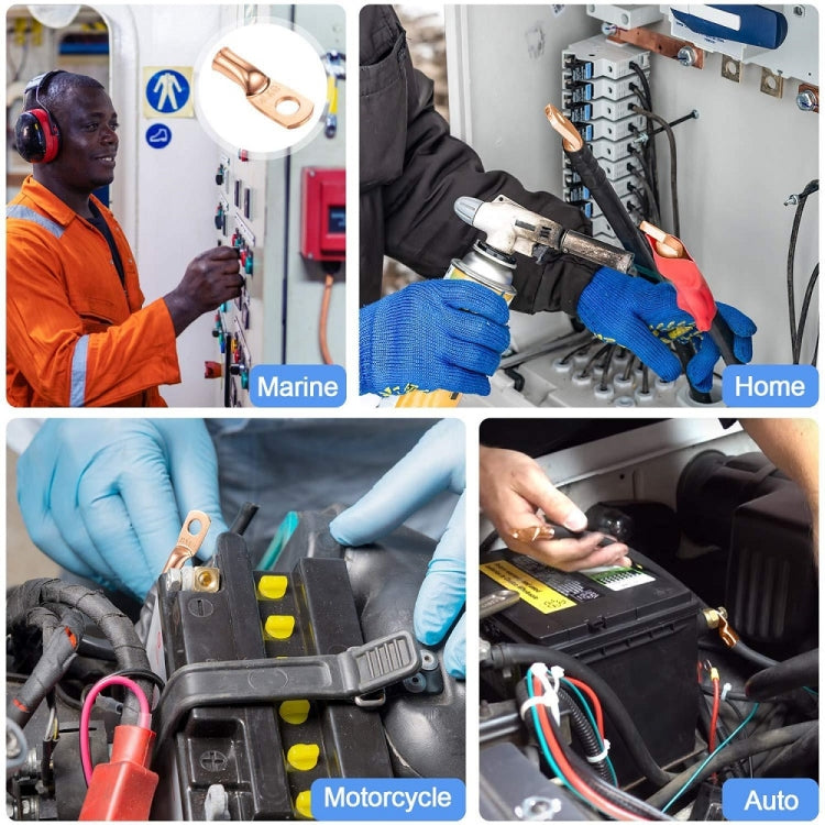 8AWG 3/8" Stud Ring Terminal Solder Cable Bare Copper Hole with Heat Shrink