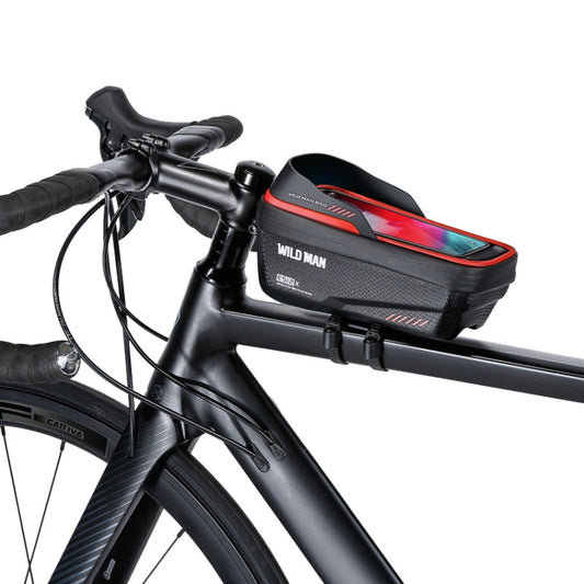 WILD MAN ES12X 1LEVA Sac de vélo rigide avec écran tactile pour téléphone portable, sac de cadre avant, ES12X (Rouge)
