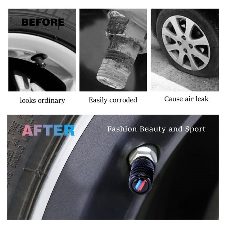 Aluminium Alloy Checkered Tricolour Car Wheel Decorative Valve Cap, Black, Silver, Red