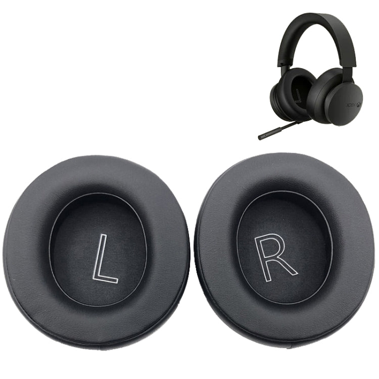 1pair For Microsoft Xbox Series Headphones Leather Foam Cover Earmuffs, Leather Black
