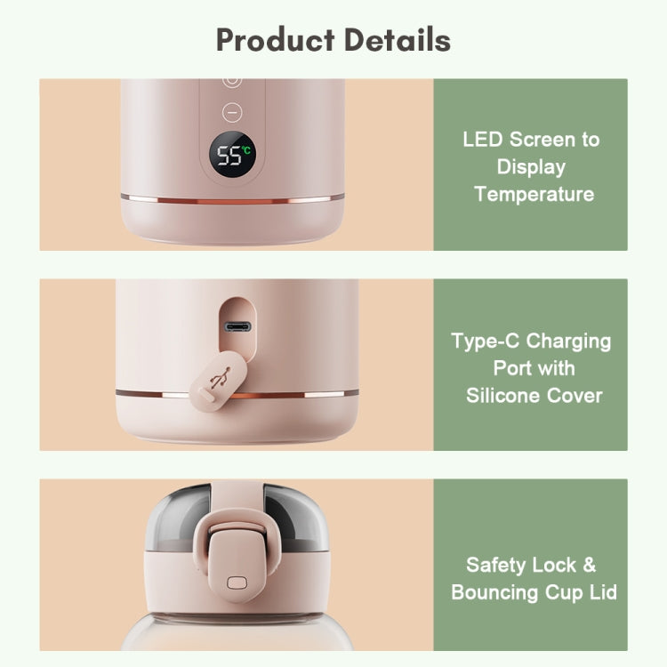300ml Wireless Instant Water Warmer Electric Kettle for Baby Formula With 5200 mAh Battery Capacity